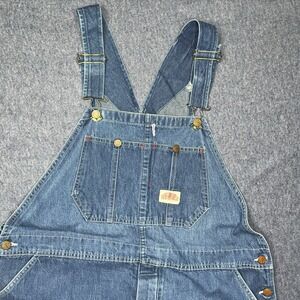 Round House Bib Overalls Mens 42 Denim Pockets Carpenter Workwear Utility Fade